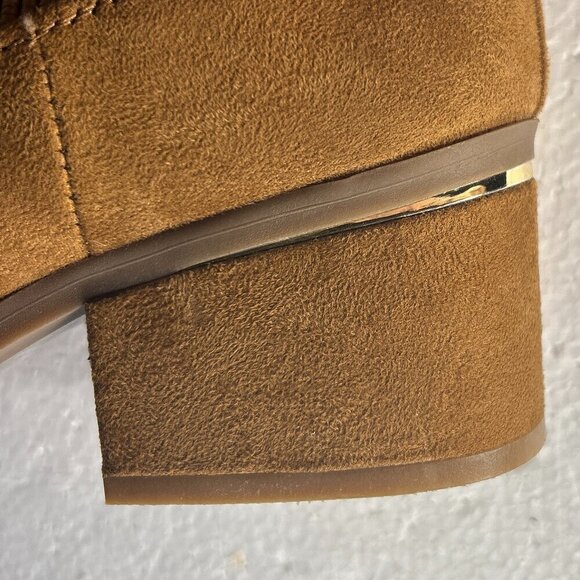 Express SZ 6 Chelsea Tan faux suede look ankle boot modern western retro essenti - Picture 11 of 13